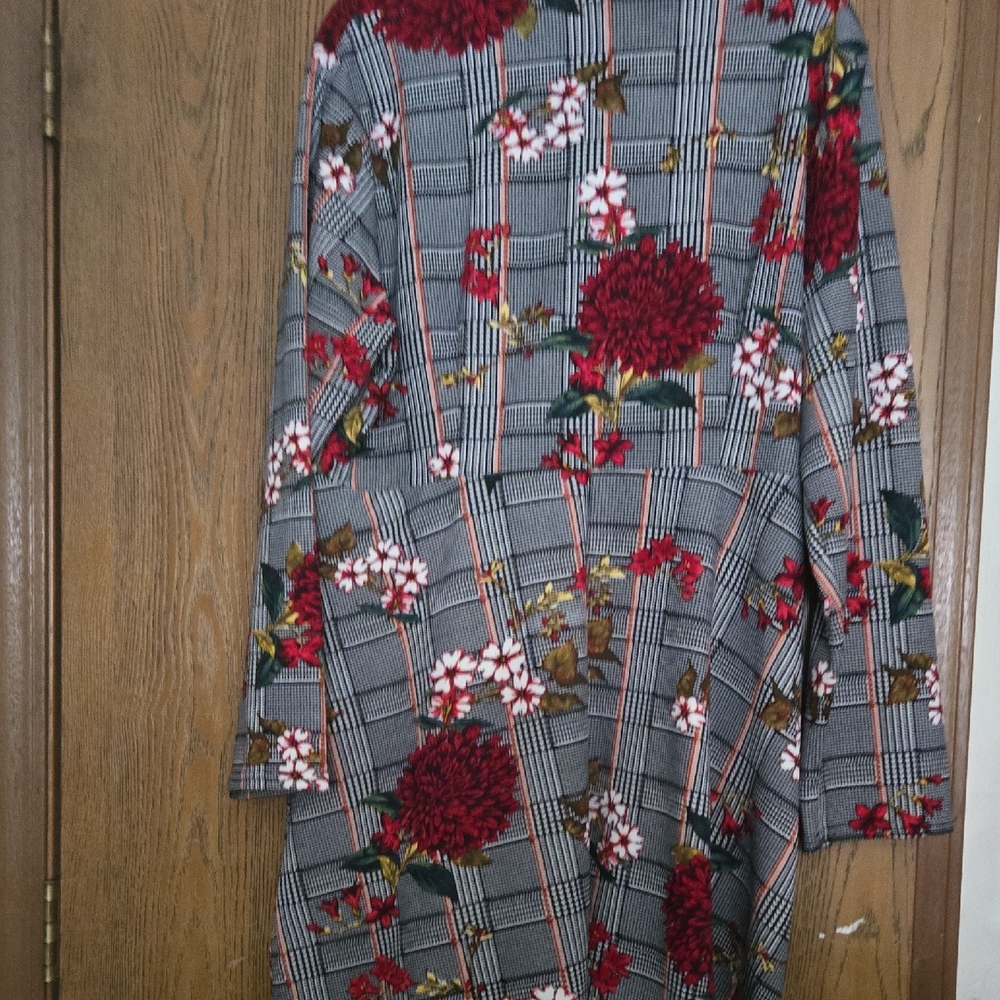 Floral Plaid Long Sleeve Dress